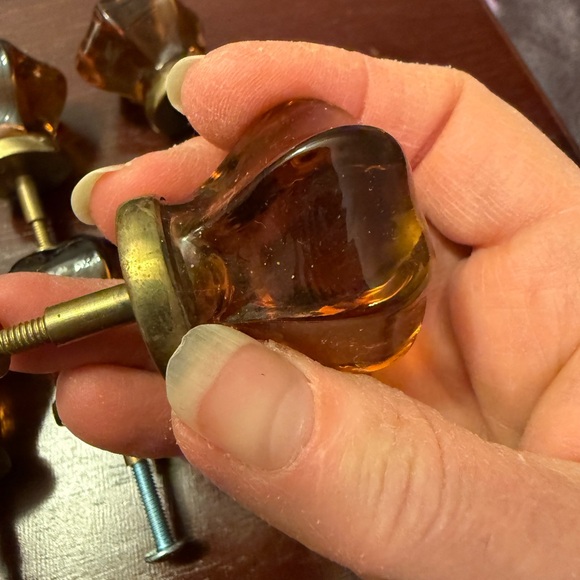 Vintage Amber Glass Cabinet Knobs - Picture 6 of 7